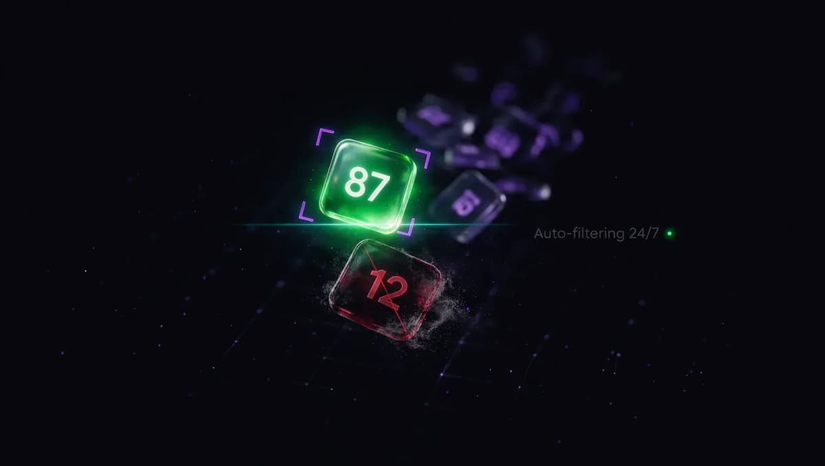 Sniper accepting a token scoring 87 and rejecting one scoring 12
